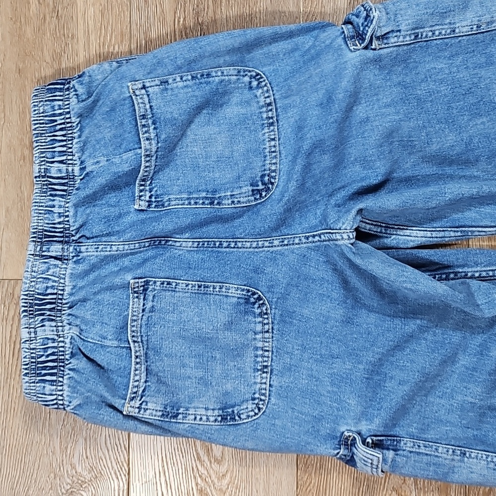 Gap High Rise Wide Leg Elastic Waist Drawstring Pull On Baggy Fit Cargo Jean - Picture 8 of 16